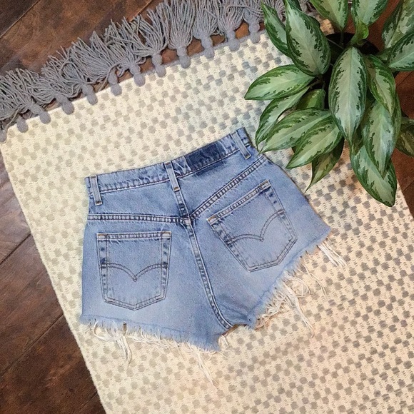 LF/Levi Furst High Waisted Distressed Denim Shorts - Picture 4 of 4